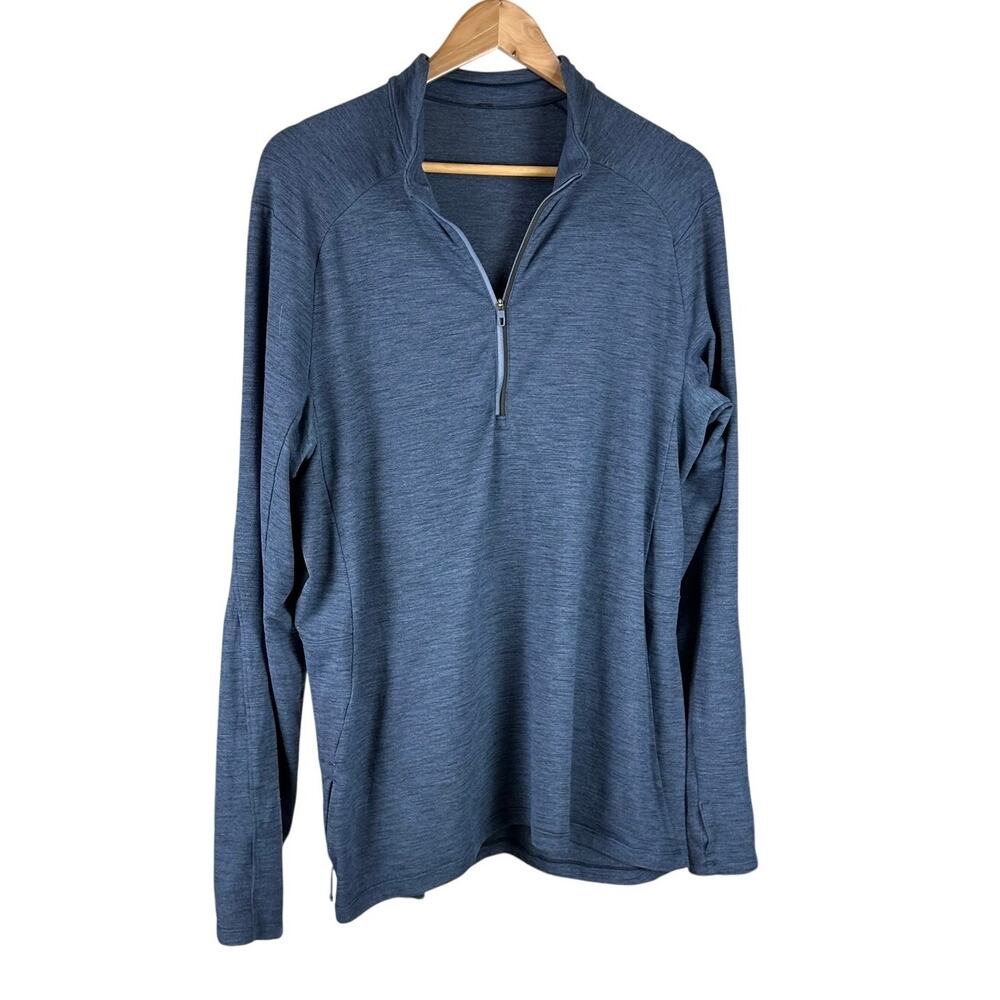 Lululemon Surge Warm Half-Zip Tri Colour Rulu Peri Blue Linen Men's Size XL EUC